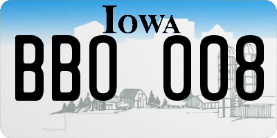 IA license plate BBO008