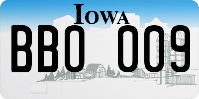 IA license plate BBO009