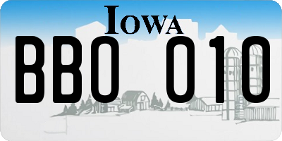 IA license plate BBO010