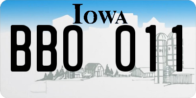IA license plate BBO011