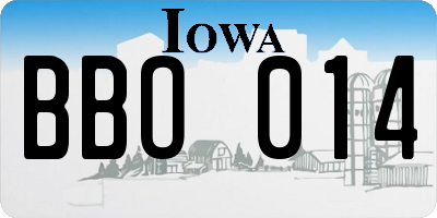 IA license plate BBO014