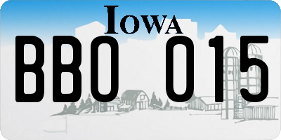 IA license plate BBO015