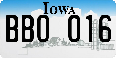 IA license plate BBO016