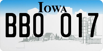 IA license plate BBO017