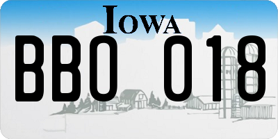 IA license plate BBO018