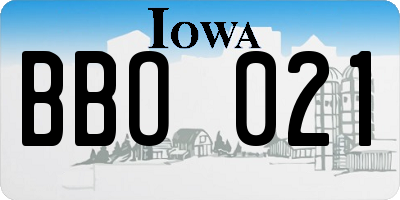 IA license plate BBO021