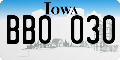 IA license plate BBO030