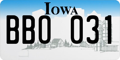 IA license plate BBO031