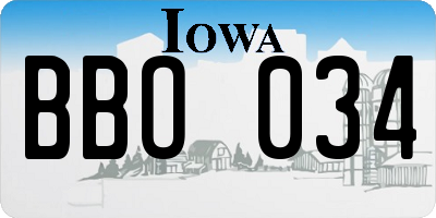 IA license plate BBO034