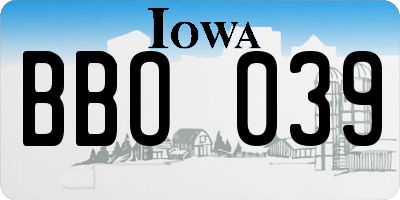 IA license plate BBO039