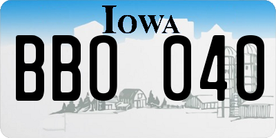 IA license plate BBO040