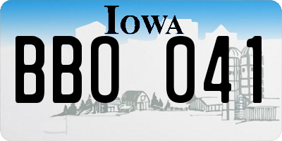 IA license plate BBO041