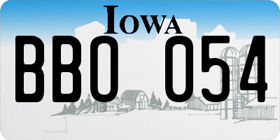 IA license plate BBO054