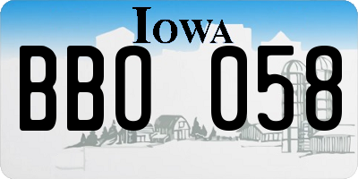 IA license plate BBO058