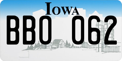 IA license plate BBO062