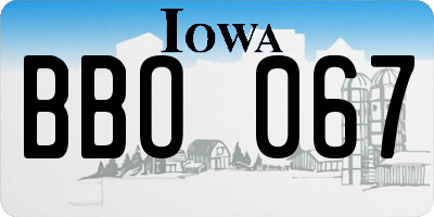 IA license plate BBO067