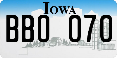 IA license plate BBO070