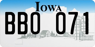 IA license plate BBO071
