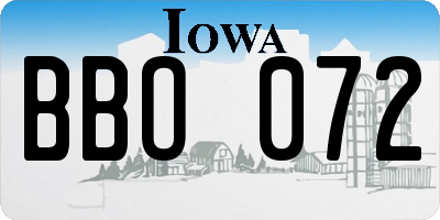 IA license plate BBO072