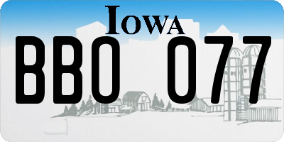 IA license plate BBO077