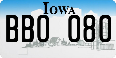 IA license plate BBO080