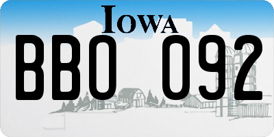 IA license plate BBO092
