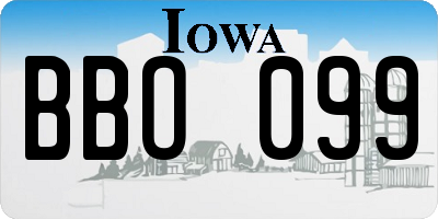 IA license plate BBO099