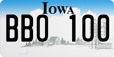 IA license plate BBO100