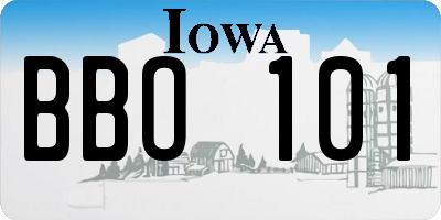 IA license plate BBO101