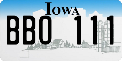 IA license plate BBO111
