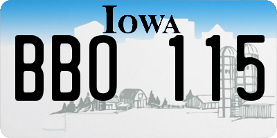 IA license plate BBO115