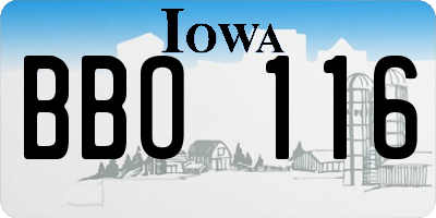 IA license plate BBO116