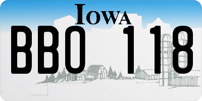 IA license plate BBO118