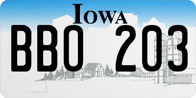 IA license plate BBO203