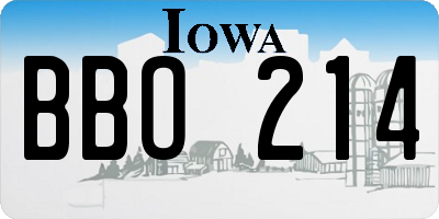 IA license plate BBO214