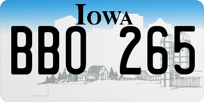 IA license plate BBO265