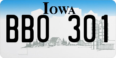IA license plate BBO301
