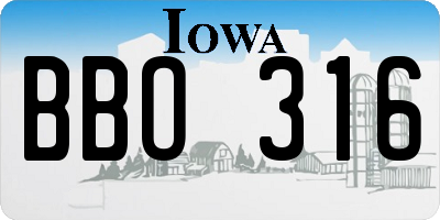 IA license plate BBO316