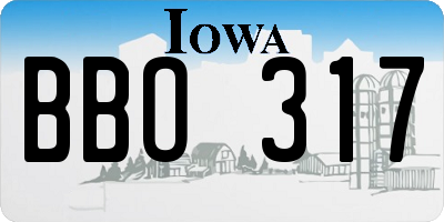 IA license plate BBO317