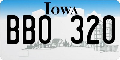 IA license plate BBO320