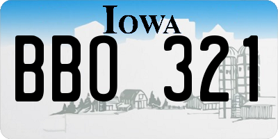 IA license plate BBO321