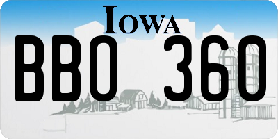 IA license plate BBO360