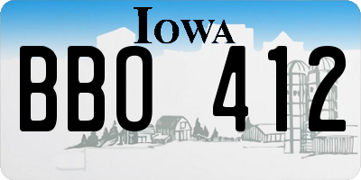 IA license plate BBO412