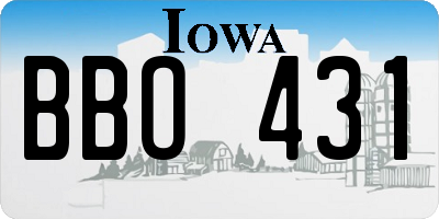 IA license plate BBO431
