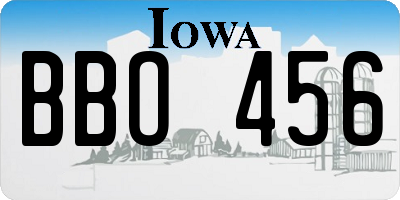 IA license plate BBO456
