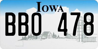 IA license plate BBO478