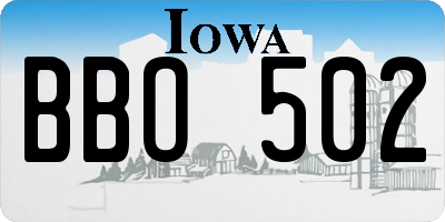 IA license plate BBO502