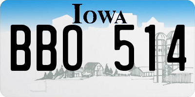 IA license plate BBO514