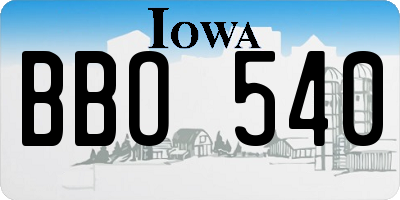 IA license plate BBO540