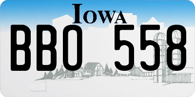 IA license plate BBO558